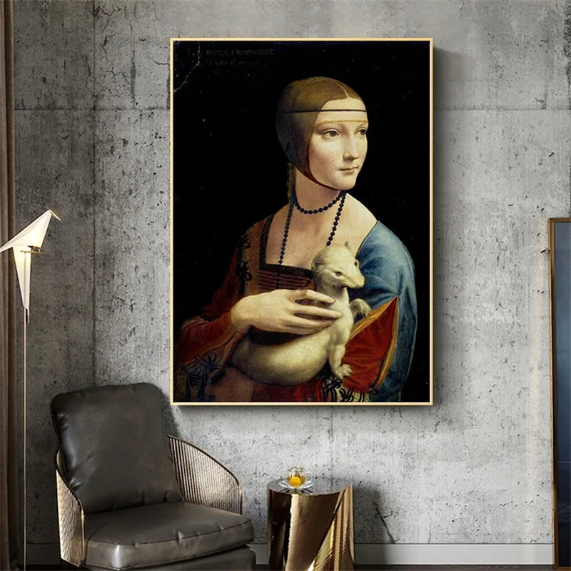 

The Lady With An Ermine Canvas Paintings On The Wall By Leonardo Da Vinci Famous Wall Art Posters And Prints Cuadros Wall Decor