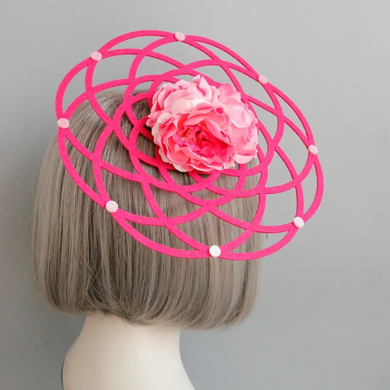 

Unique Design Girls Birthday Party Hats Hollow Hats with Flowers Party Favor Accessories Halloween Performance Headwear T210