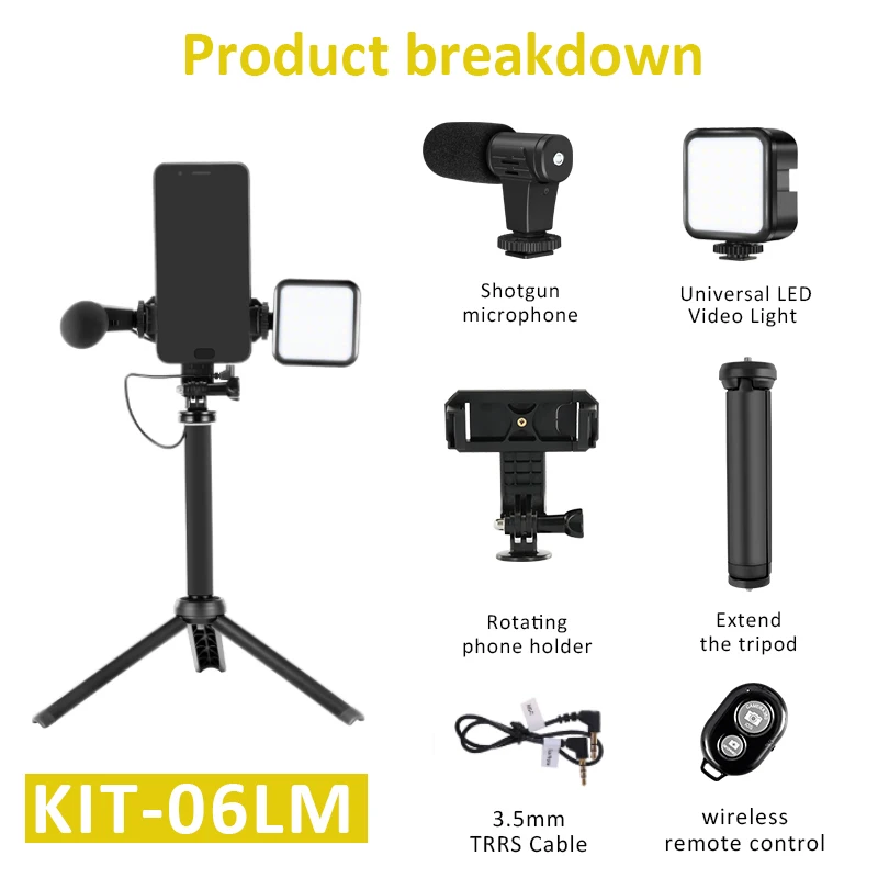 

With Fill Light Microphone Desktop Tripod For Mobile Phone Smart Phone Tripod Live Video Tripod Phone Stand Selfie Stick