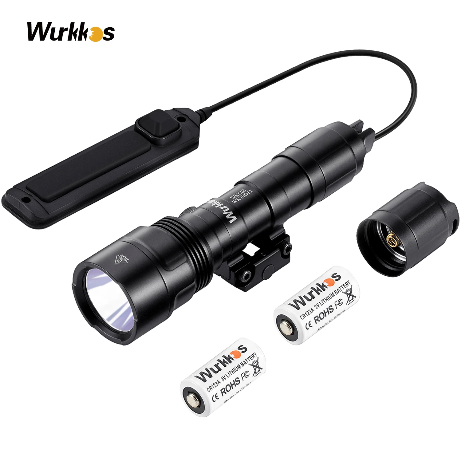 

Wurkkos Tactical Gun Flashlight Professional LED Weapon Light Cree XPL 1000 Lumens Remote Pressure Switch For Hunting Adventure