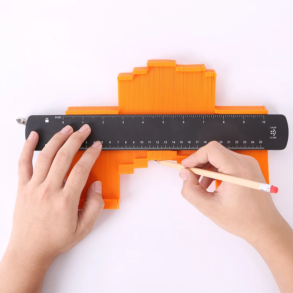 

2x 6/10 inch Lock Contour Gauge Wood Tiles Edge Profile Copy Measuring Ruler Portable Measure Accurately Tool