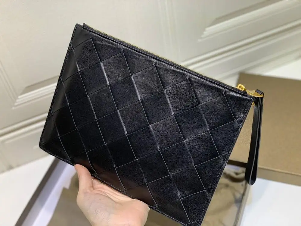 Сумка-клатч из овечьей кожи для мужчин и женщин роскошная брендовая плетеная