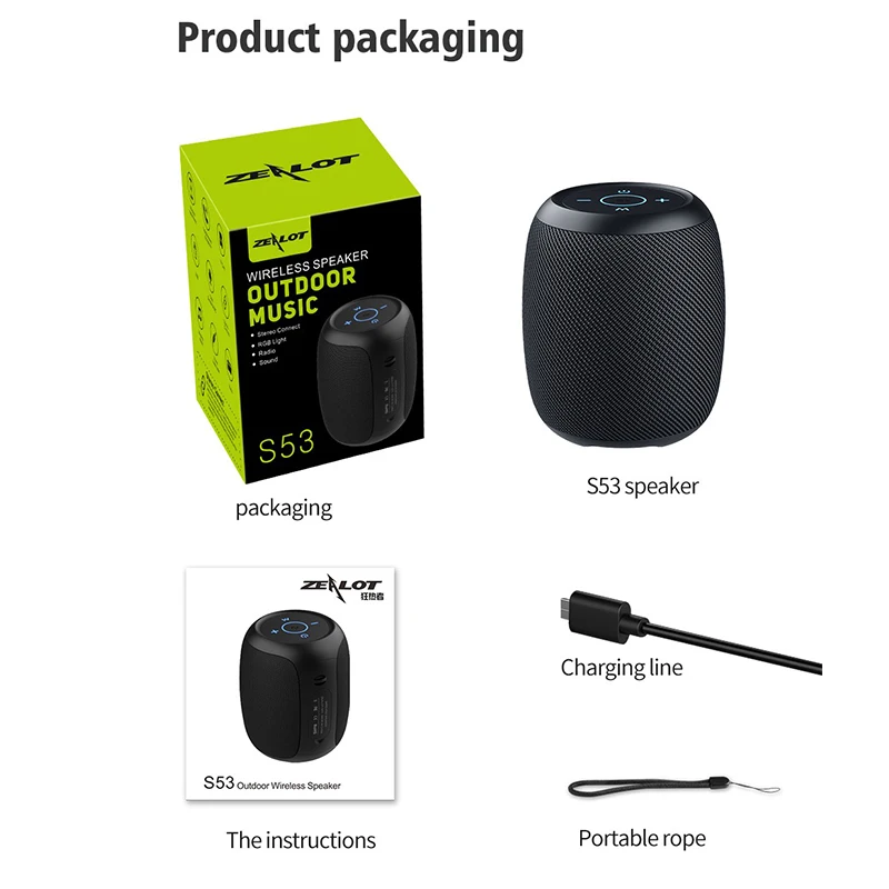 ZEALOT S53 Bluetooth Speaker IPX6 Waterproof Mobile Phone TF Card FM 20w Ultra-large Volume Wireless | Электроника