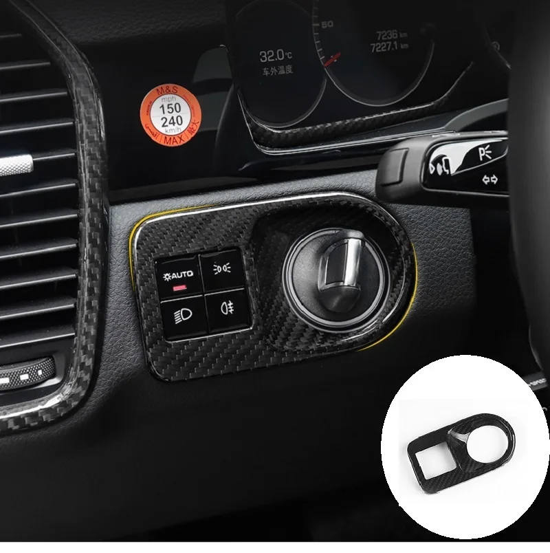 Offerte Misura Per Porsche Cayenne 2018-2021 Telaio Interruttore Fari Interni In Fibra Di Carbonio A Secco Avvia L'anello Decorativo Refit Accessori