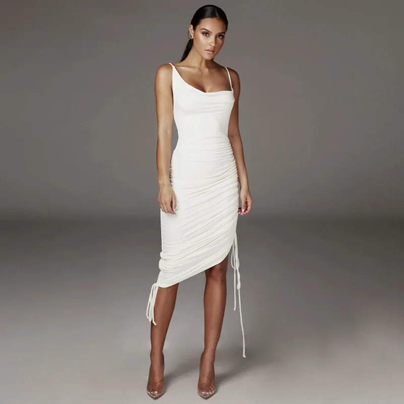 Летний стиль 2020 Новое поступление платье на бретельках завязках плиссированное