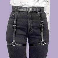punk black leather sword belt waist garter handmade body bondage sexy leg suspenders harness stockings belts for women