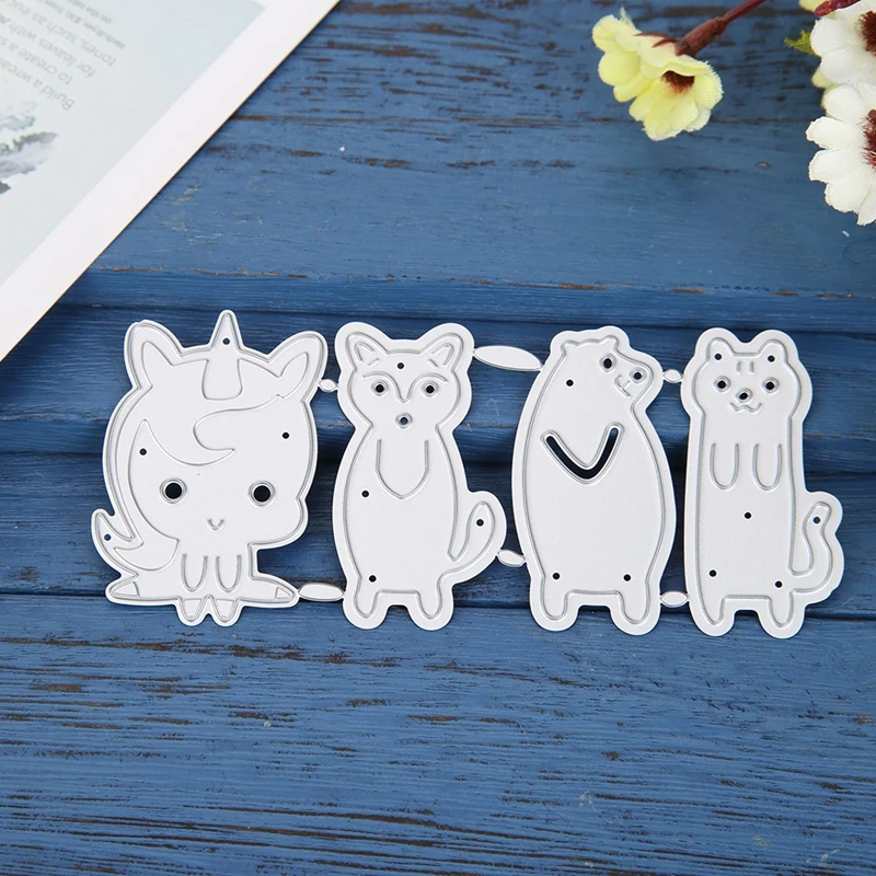 Единорог с изображением лисички металлический Трафаретный вырубной штамп