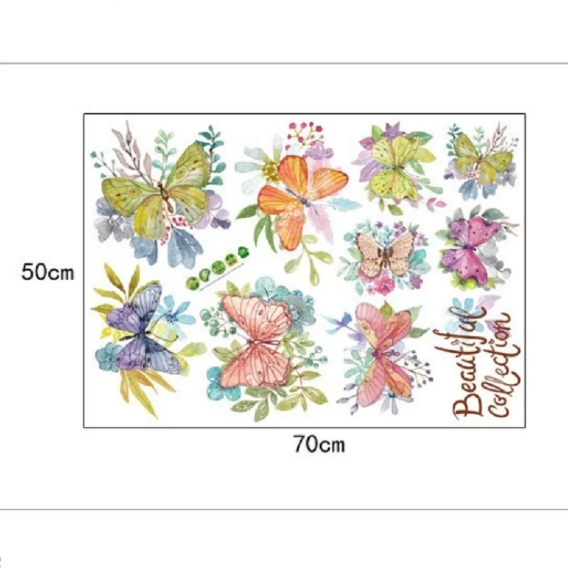 

Colourful Flowers & Butterfly Wall Sticker For Home Decoration Pastoral Mural Art Diy Bedroom Living Room Wall Decals Posters