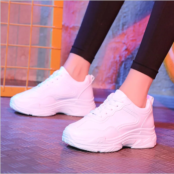 2020 New Spring Fashion Women Casual Shoes Leather Platform Sneakers Ladies White Trainers | Обувь