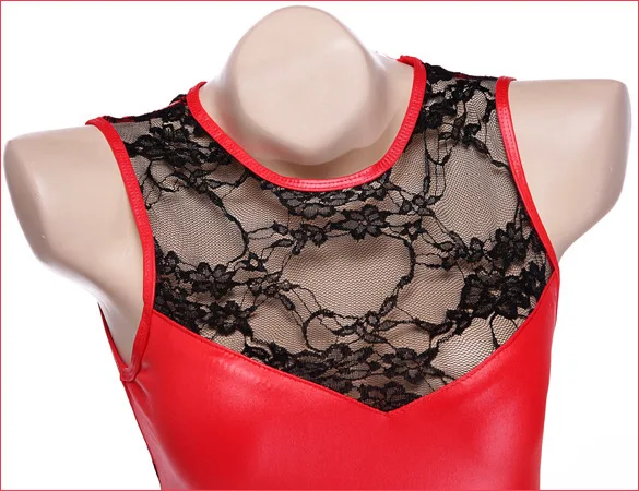 Сексуальные женские латексные платья без рукавов кружевное лоскутное кожаное