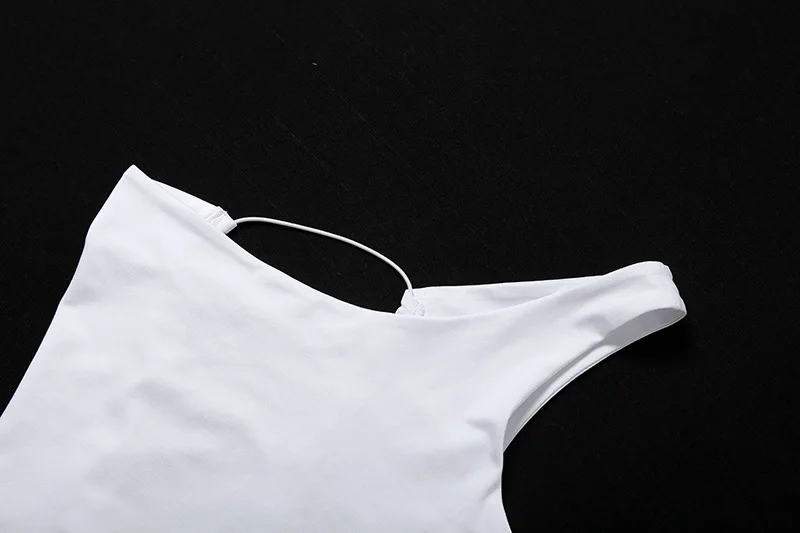 Женский Облегающий топ на одно плечо черный или белый однотонный Повседневный