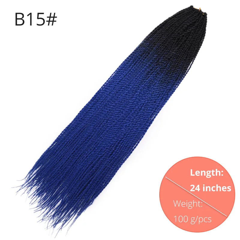 B15 AISI BEAUTY Ombre Senegalese завивка, плетение волос 14 18 24 дюймов Синтетические косички для наращивания крючком наращивание волос Черный Коричневый Женский - Цвет: B15