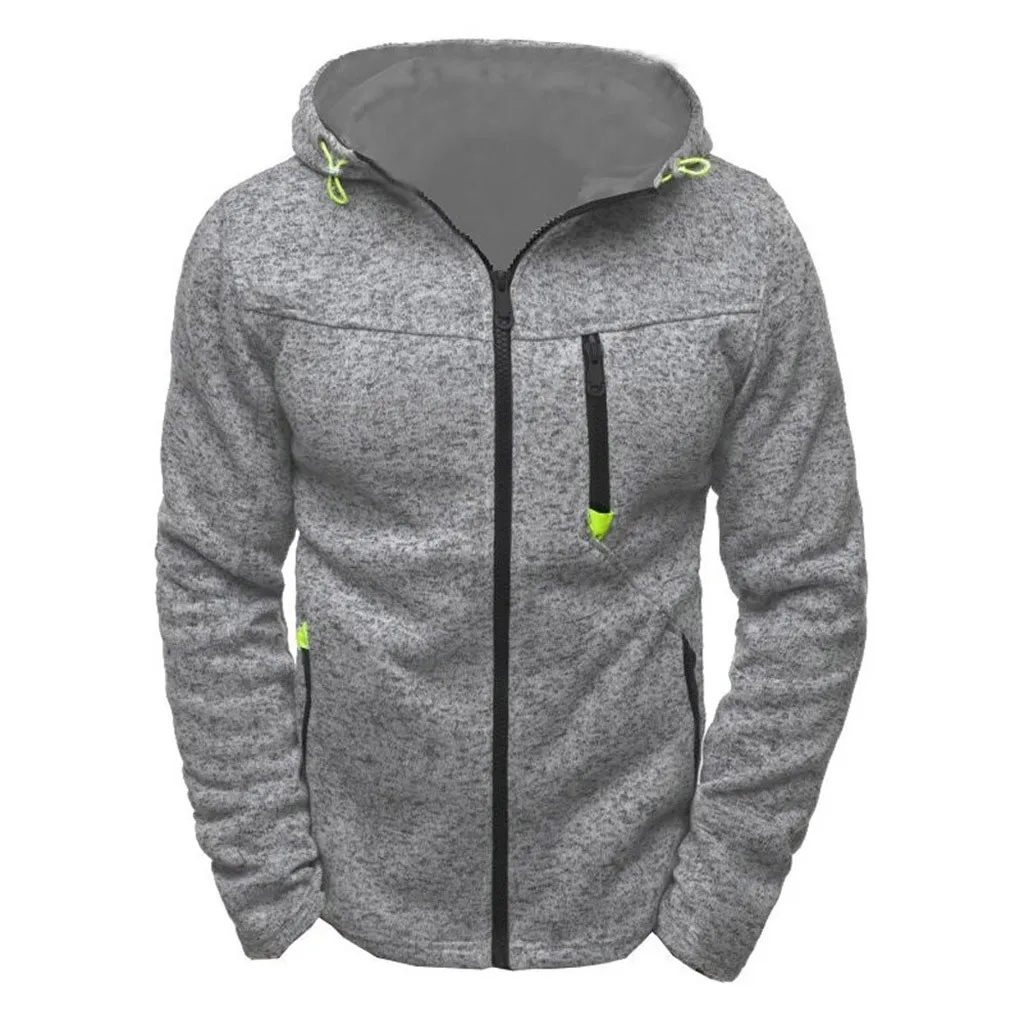 Men Sports Casual Wear Zipper Fashion Tide Jacquard Hoodies Fleece Jacket Fall Sweatshirts Autumn Winter Coat