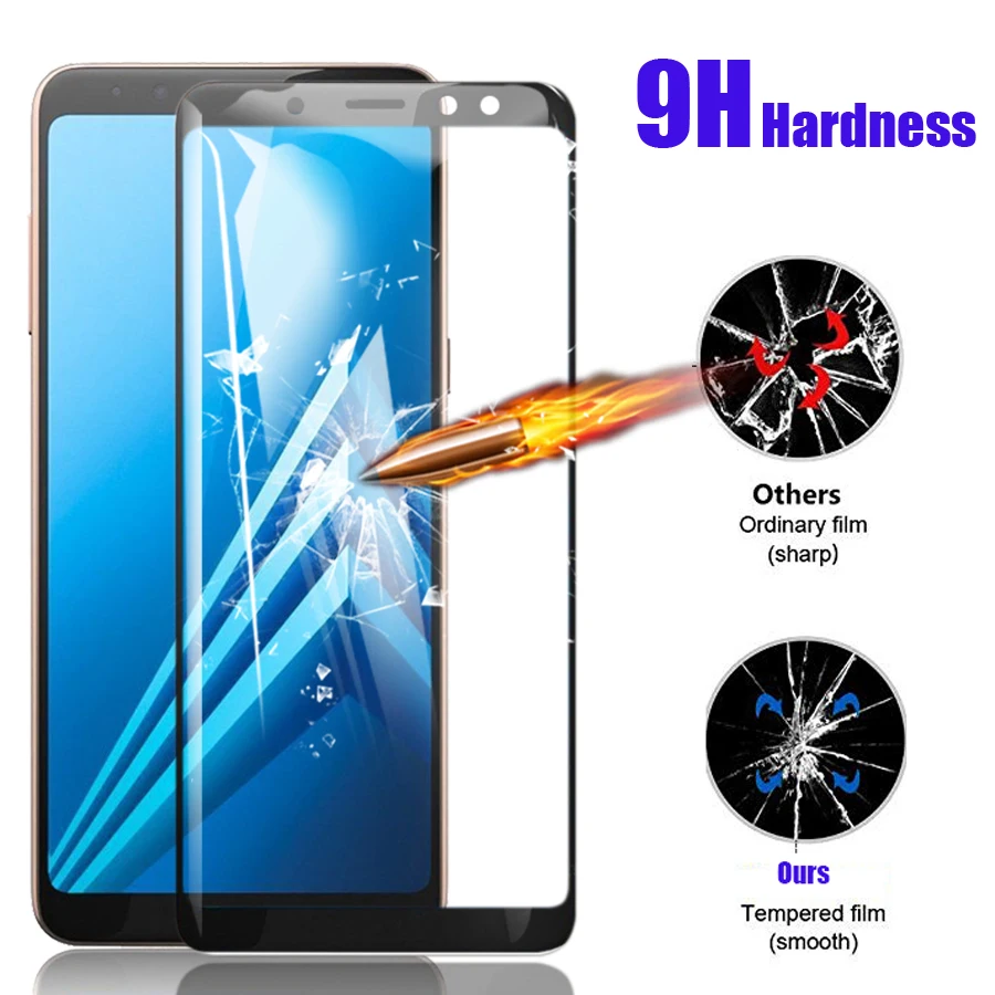 Защитное стекло с полным покрытием для Samsung Galaxy A8 2018 Samsug A 8 A6 6 Plus тремпом 6a 8a пленка