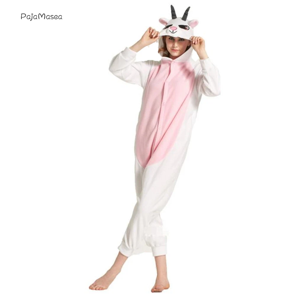 PAJAMASEA белая Коза комбинезон Животные Мужские взрослые мультфильм флис зимняя