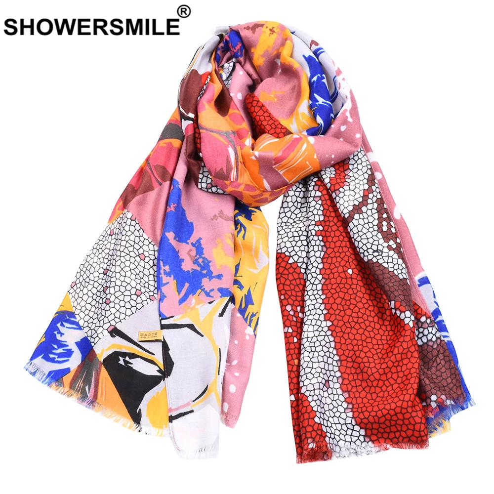 SHOWERSMILE женский шарф армейского зеленого цвета из хлопка и льна с геометрическим