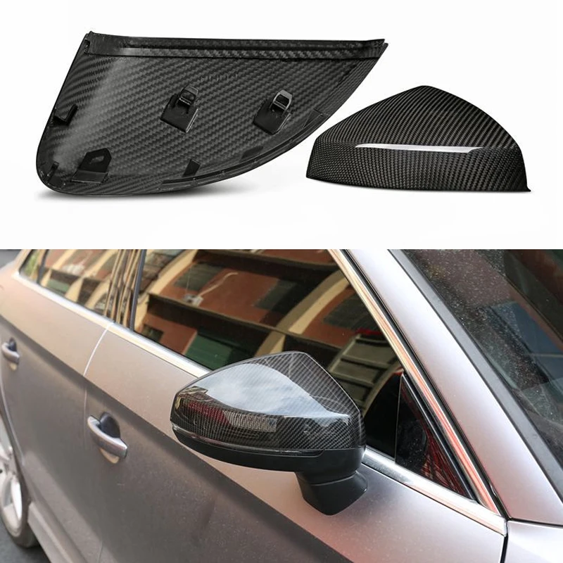 Для Audi RS3 A3 8V S3 Карбоновая крышка зеркала заднего вида с и без помощи при изменении полосы замены глянцевая черная 2014-2017 2018 2019.