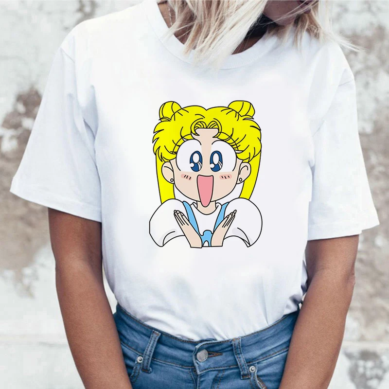 

Beautiful girls Print Vogue T shirt Women Fashion Tshirt O neck Girl Short Sleeve Harajuku T shirt White Tops Female Tops