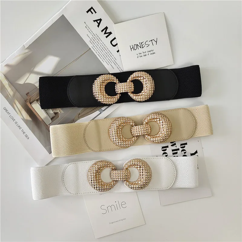 Пояс тонкий женский с овальной пряжкой эластичный узкий пояс уплотнением для