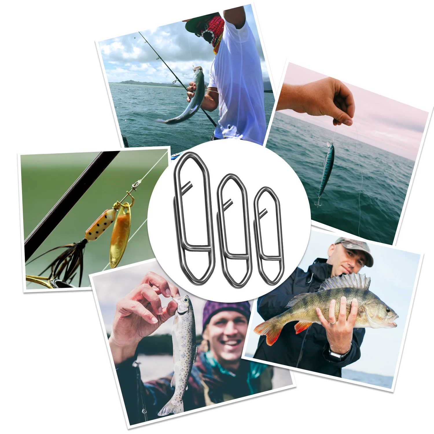 

Stainless Corrosion Resistant Fishing Clips Fishing Snaps High Strength Barrel Swivel Fish Lock Snaps Fishing Accessories 60Pcs/