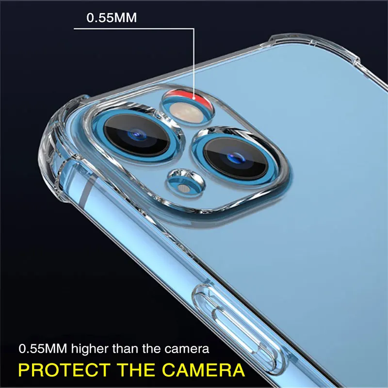 thick shockproof silicone phone case on for iphone 13 12 11 pro xs max camera protection case iphone x xr 6s 7 8 plus back cover free global shipping
