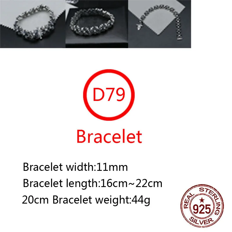 

D79 s925 sterling silver bracelet retro style cross flower punk style hip-hop tide brand personality domineering jewelry