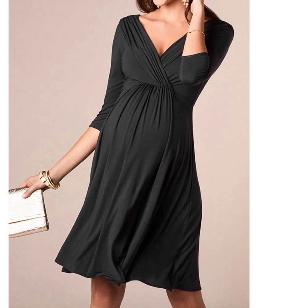 

Nursing Dress Top V Collar Breastfeeding Long Sleeve Women Winter for Feeding Maternity Pregnancy Clothes Plus Size
