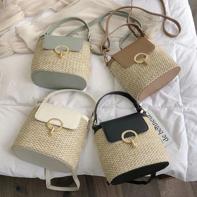 Женская Соломенная Сумка через плечо Повседневная сумка женская для путешествий