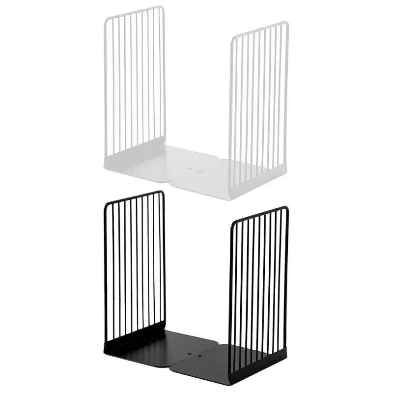 

1 Pair Bookend Book Stand Support Simple Iron Desktop Non Slip Rack Shelf Holder