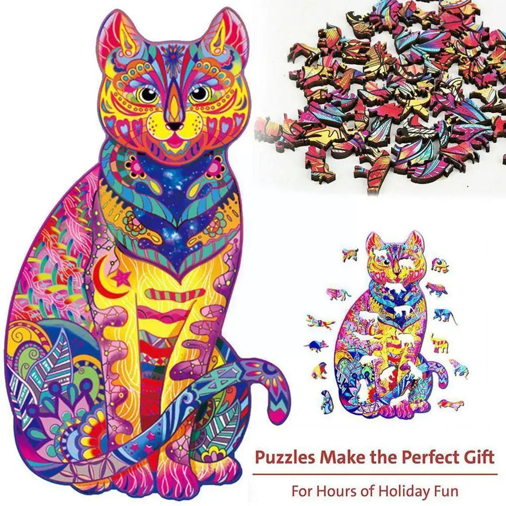 

Wooden Puzzle Animals Cat Puzzle Toy Cartoon Animal Wooden Jigsaw Puzzle For Adults Kids Toys Educational Birthday Gifts Z7T9