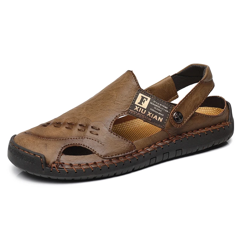 

обувь мужская летняя Classic summer men's leather sandals breathable Roman men's outdoor leisure beach slippers large sizi 38-48