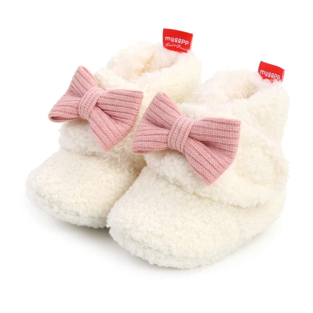

Autumn Fall Winter Warm Crawling Shoes For Toddler Newborn Baby Slippers Prewalker Fur Flower First Walker 0-18M For Boy Girl