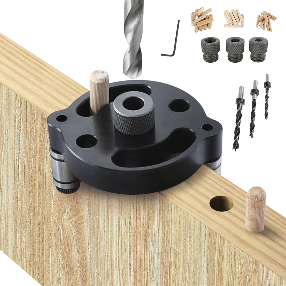 

Doweling Pocket Hole Jig Woodworking Vertical Positioner 6/8/10mm Self-centering Drill Guide Locator Hole Puncher Carpentry Tool
