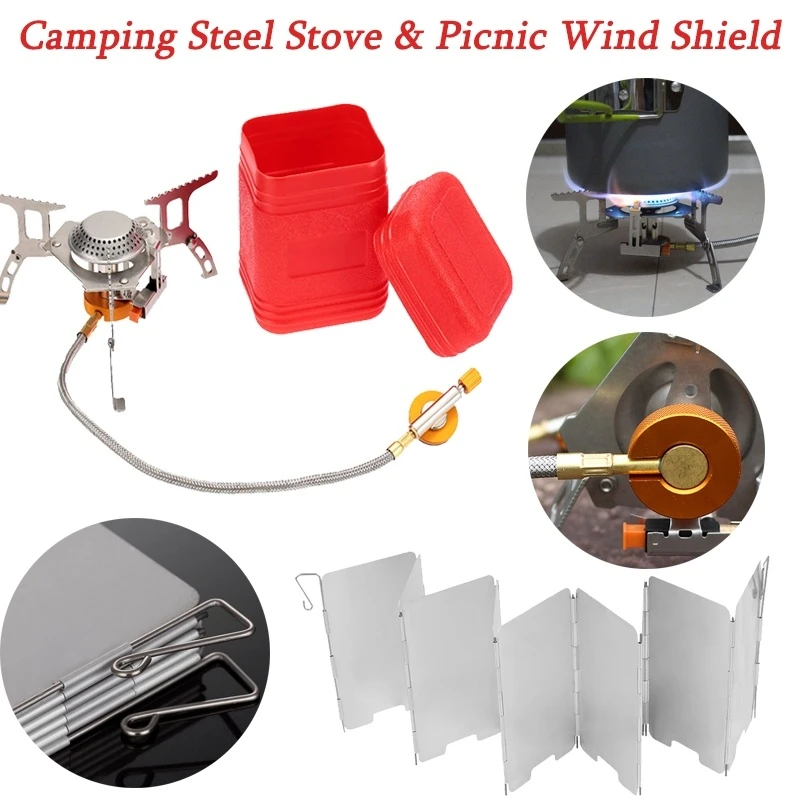 

Camping Foldable Gas Stove Outdoor Camping Stove Cooking Portable Gas Furnace Foldable Picnic Split Burners 3500W with Box