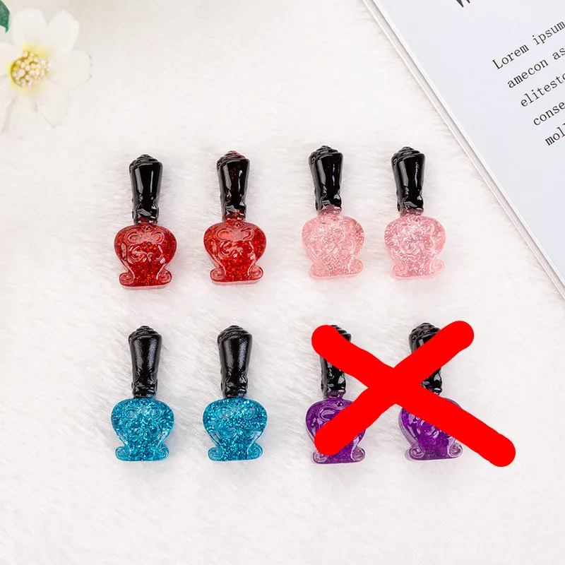 

10pcs 30*13mm Personality Glitter Resin Flatback Retro Nail Polish For Necklace Keychain Pendant DIY Making Accessories