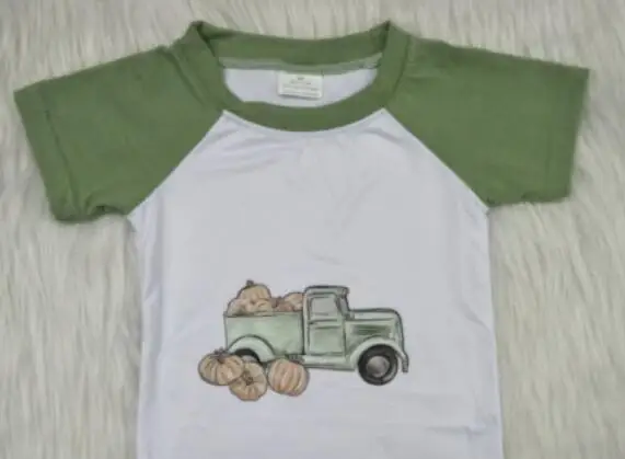 Футболка для мальчиков Топ Хэллоуин детская одежда мальчик Тыква машина модная