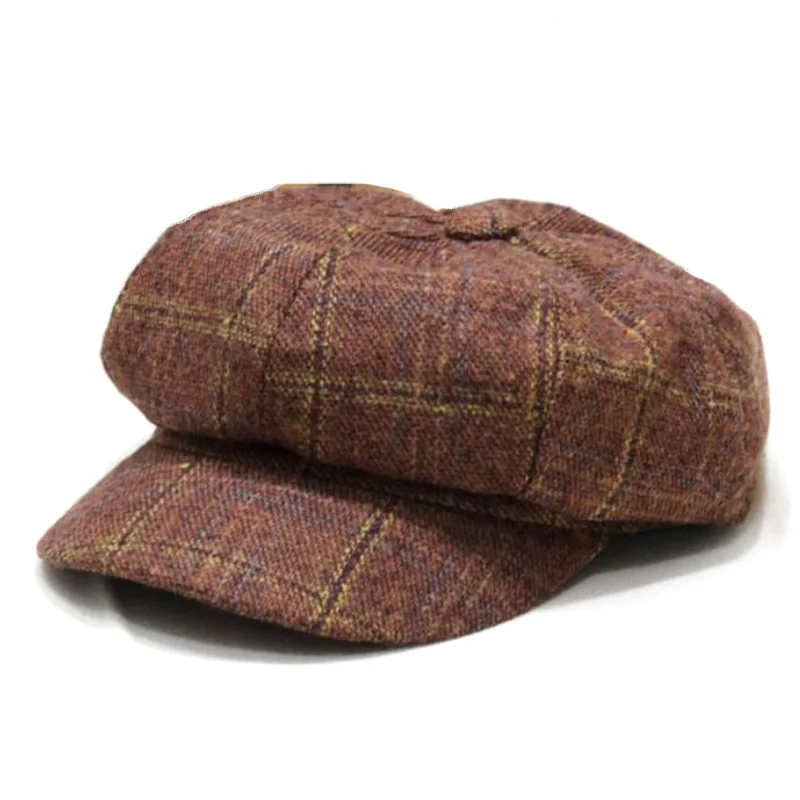 Женская/Мужская шерстяная шапка DYLAOPAN однотонная восьмиугольная газетчика