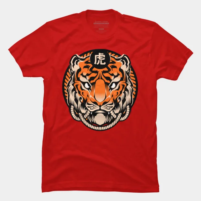 

Summer Fashion Printed men's T-shirt 100% Cotton Tiger 4 Unique Creative Short Sleeve Graphics