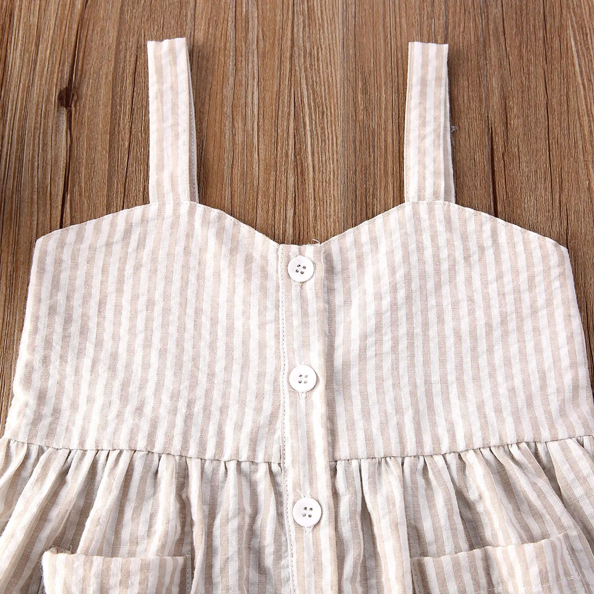 Платье для девочек 2020 платье на бретелях с вертикальными полосками и карманами +