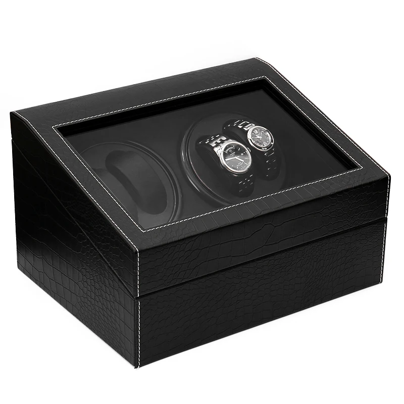 High Quality Leather Watch Winder Motor Stop Automatic Watch Winding Jewelry Display Cabinet Box Battery Winders
