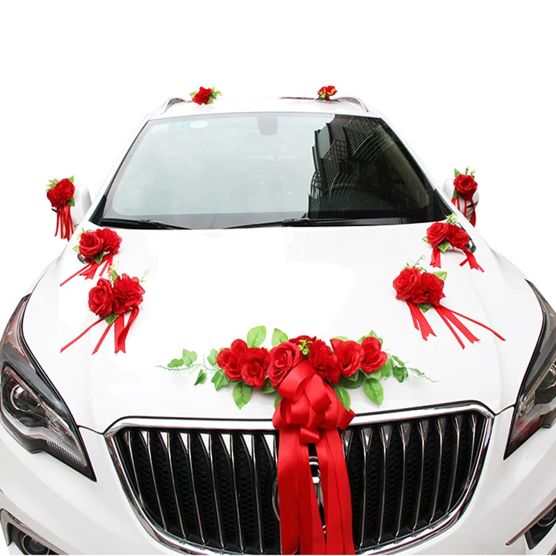 Свадебное украшение автомобиля искусственный цветок шелковые цветы для