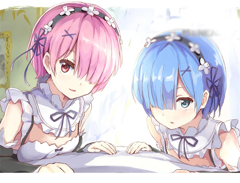 1pcs Re:Zero kara Hajimeru Isekai Seikatsu Synthetic Hair Anime Ram Rem Short Wig Cosplay Prop Party Decor for Women Girl Gift |