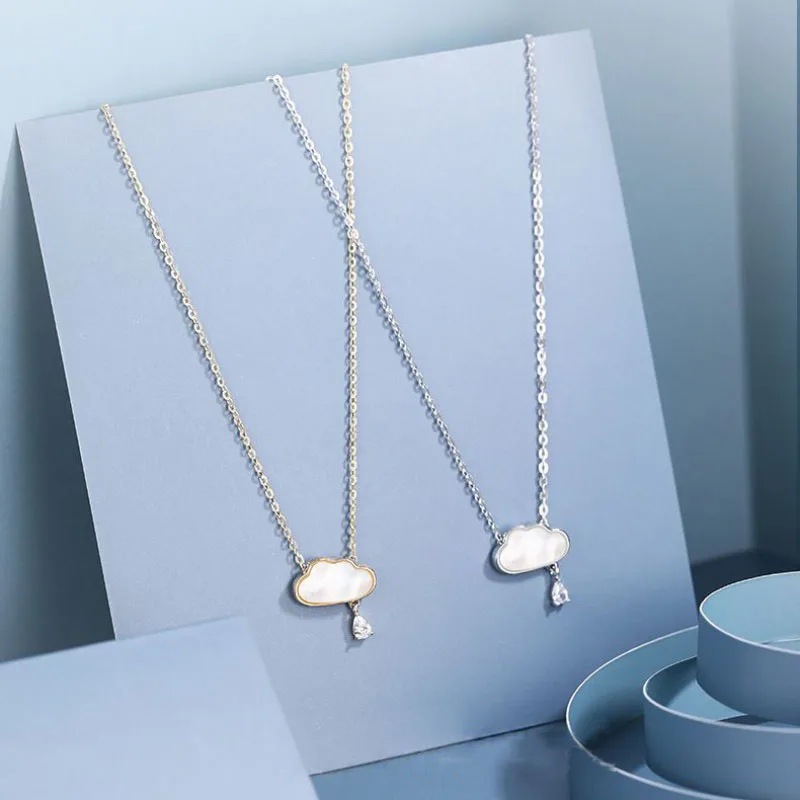 

POPACC 925 Sterling Silver Shell Cloud Pendant Necklace for Women Anniversary Wedding Party Jewelry Gift