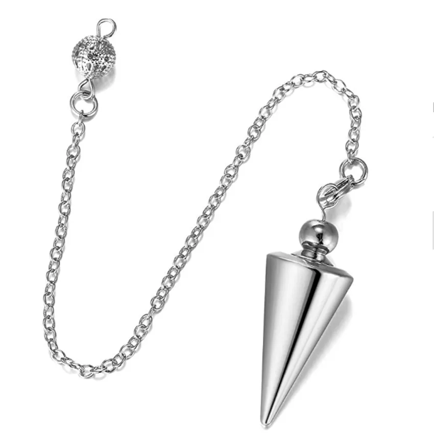 

Silver Plated Cone Metal Many Colors Pyramid Pendant Link Chain Pendulum for Dowsing Fashion Jewelry