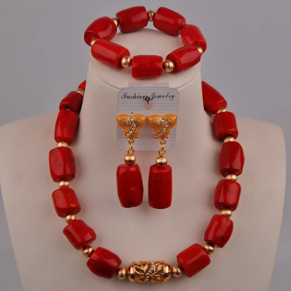 Белый оранжевый красный коралловый комплект ювелирных изделий африканские
