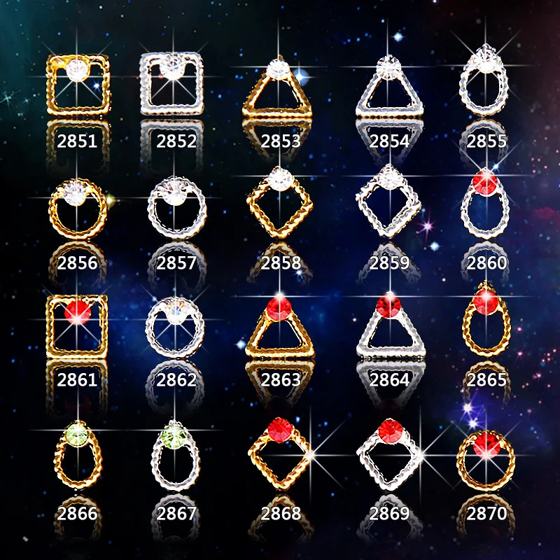 Новинка 10 шт. Кристальные цветные Стразы для ногтей сплав украшения нейл арта