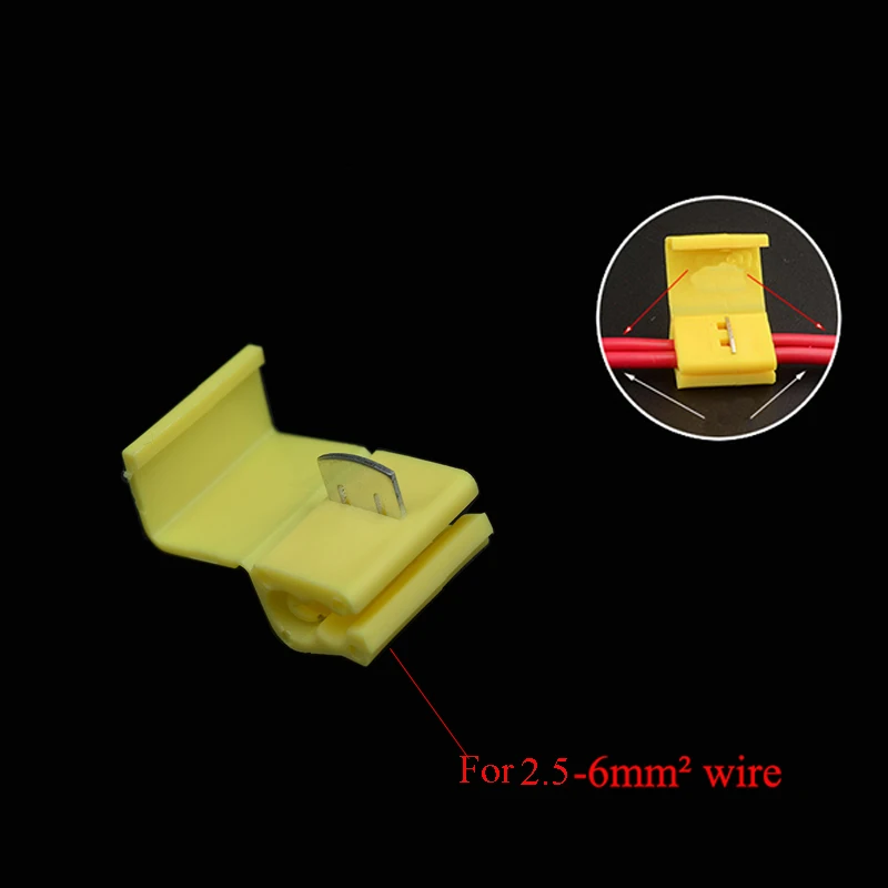 Yellow 20/10 шт. 2 Pin T Форма Кабель с разъемом, наконечники для обжимной соединитель Scotch Lock быстрый зажим для электрического автомобиля аудио набор инструментов - Цвет: Yellow