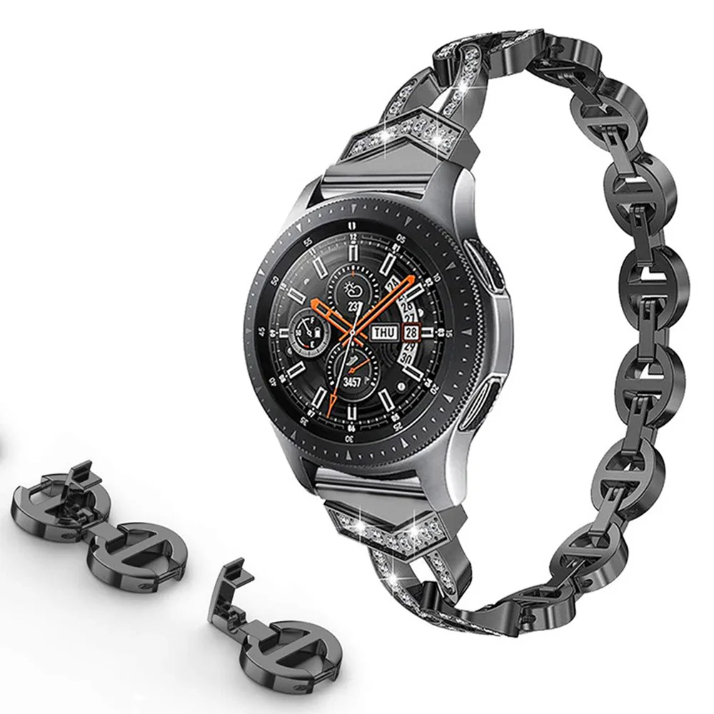 Модный женский бриллиантовый браслет 20 мм для samsung Galaxy Watch 42 мм/Active 2 1 ремешок для Garmin Vivomove HR/Vivoactive 3 ремешок