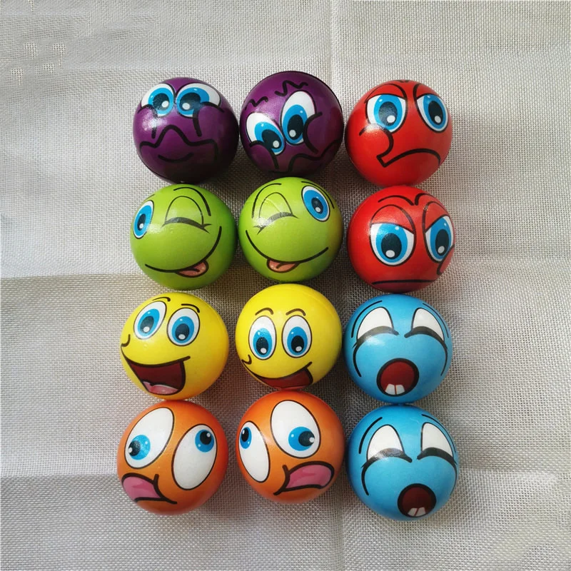 

Anti Squeeze 12pcs/lot Stress 6.3cm Balls Smiley Face Grimace Soft Foam PU Balls Toys for Kids Children Wholesale ball
