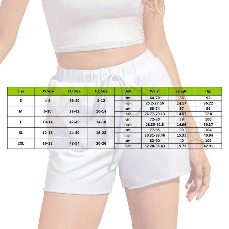 

Fashion Summer High Waist Drawstring Shorts White Solid Casual Women Hip Hop Short Pants Streetwear Loose Joggers Shorts